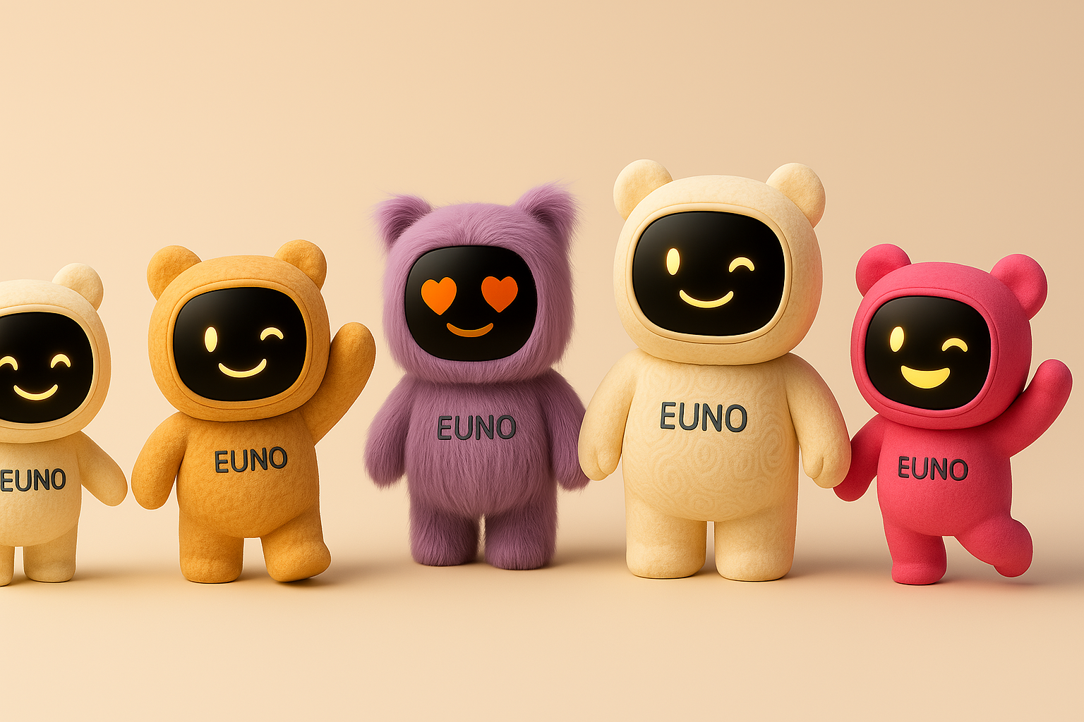 Plusieurs Euno réunis dans une composition douce et expressive