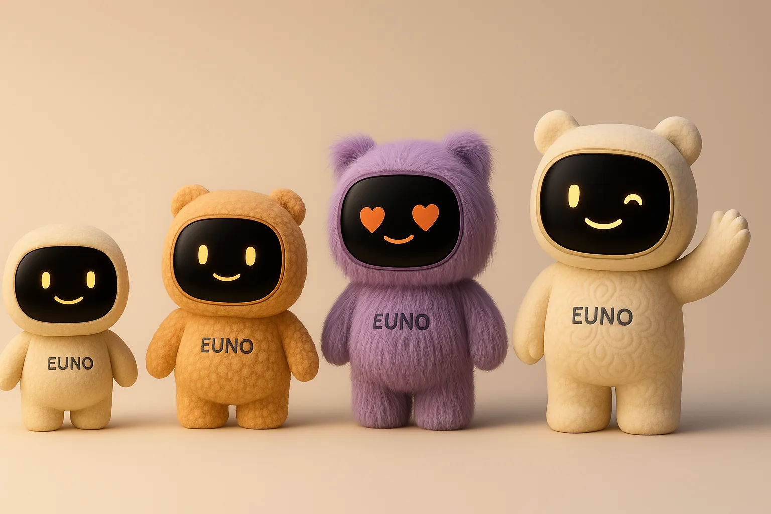 Euno abricot souriant avec un livre violet